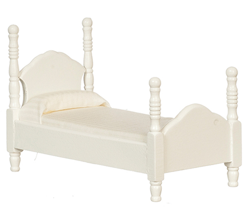Dollhouse Miniature Twin Bed, White